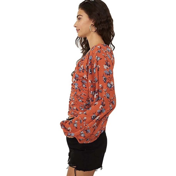 Free People Women's Rust Combo New Final Rose Blouse Size‎ L EUC Fall Boho - Picture 2 of 8